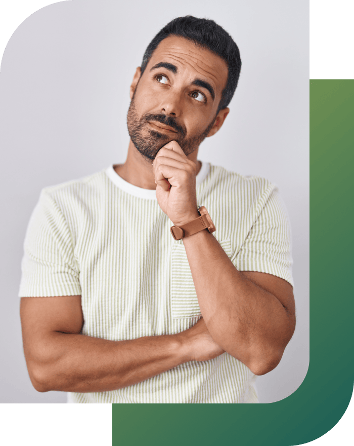 A man thinking to consider a dental payment plan at Woden Dental Center.