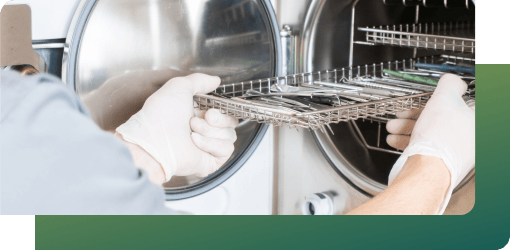Dental tools are being sterlized.